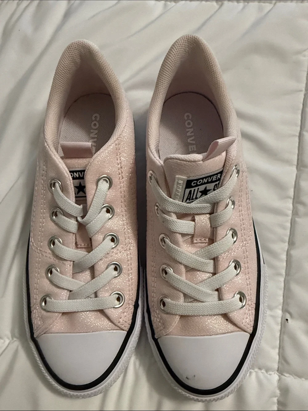 Kids Converse Low Top Sneakers in Pale Pink with White Accents